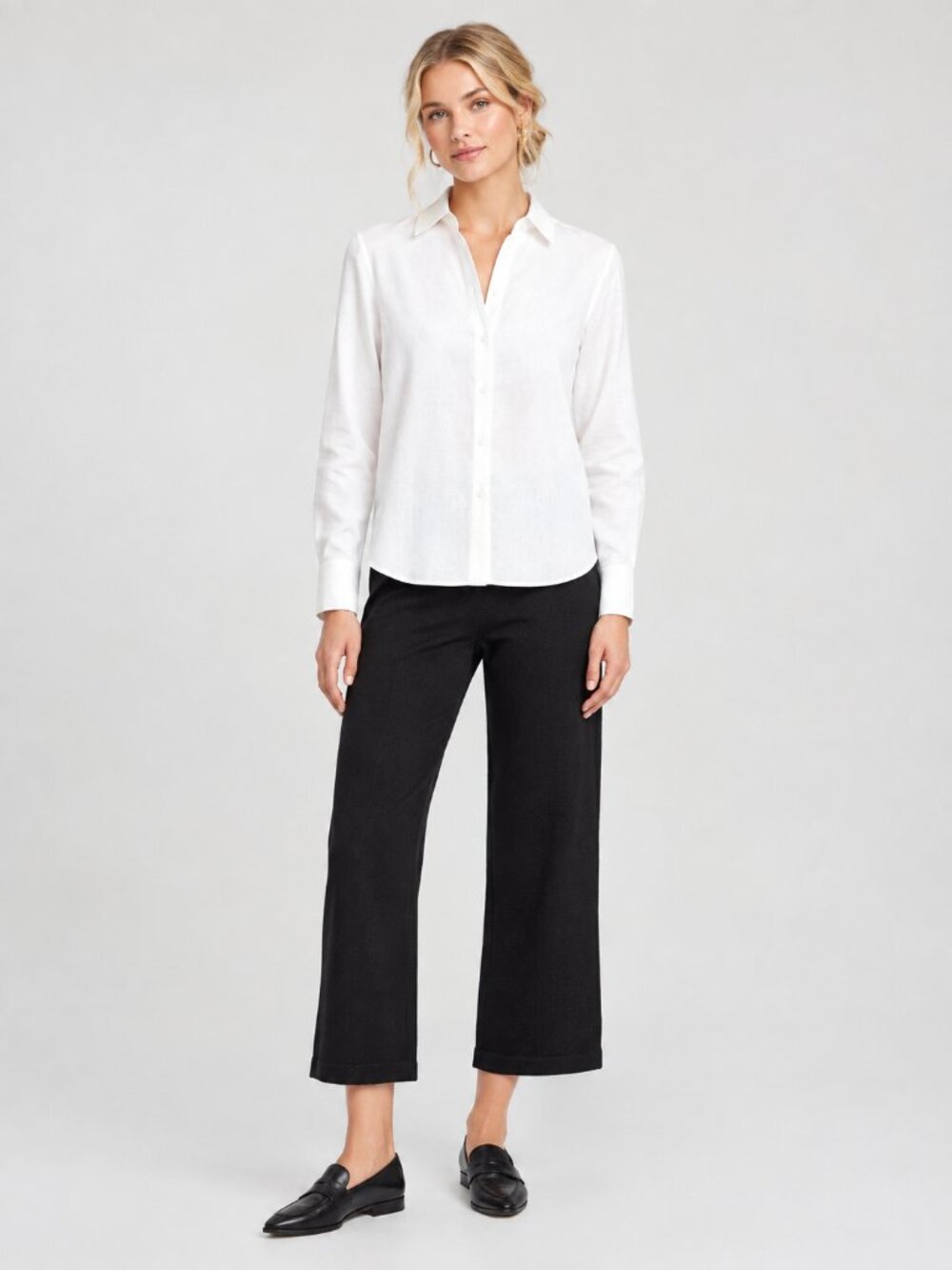 2/$30 Chico's ZENERGY Wide-Leg Cropped Pant Mid Rise Black 8 #A4888